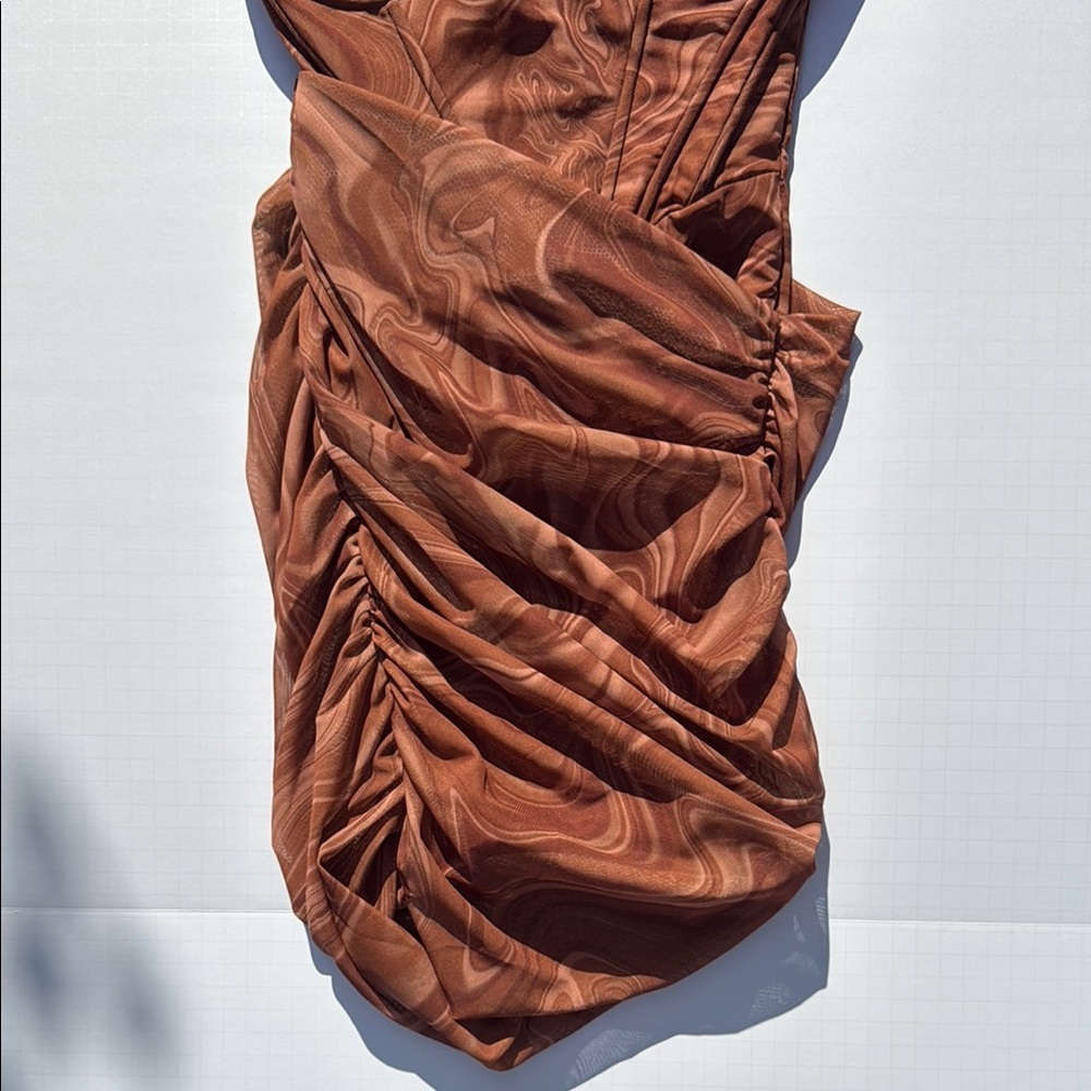 House of CB Brown One-Shoulder Cutout Mini Dress - Picture 5 of 11